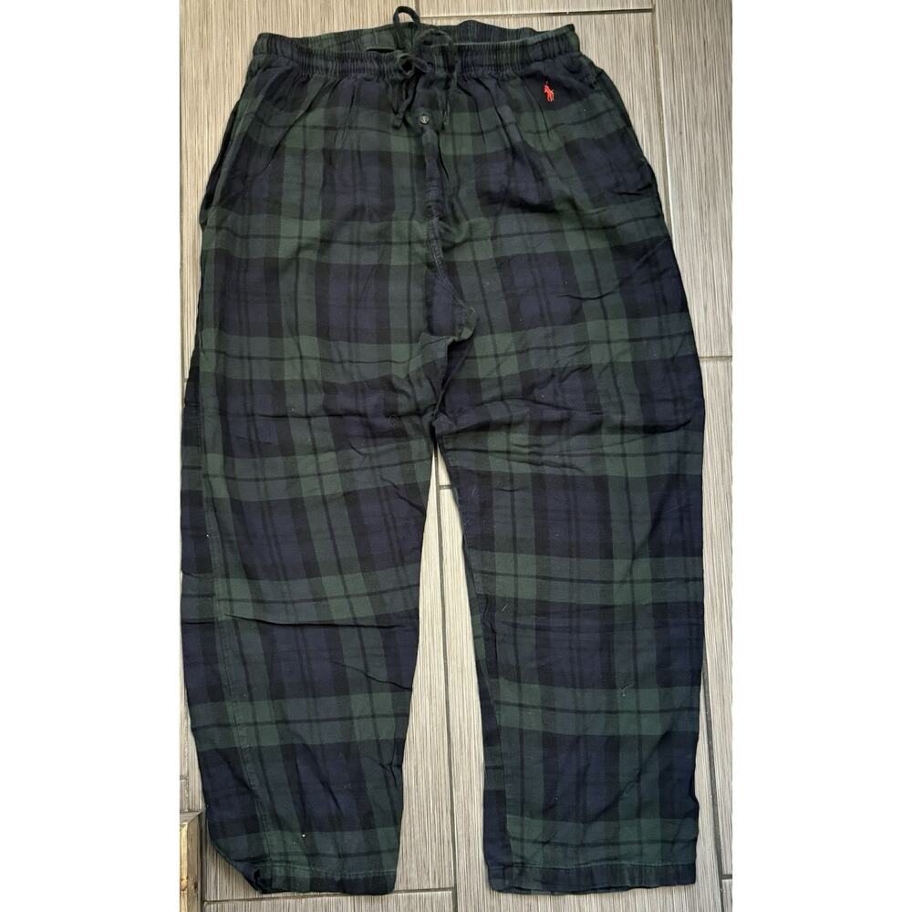 Polo Ralph Lauren Men’s Plaid Pajama Pants Size XL Green/Blue Flannel Cotton